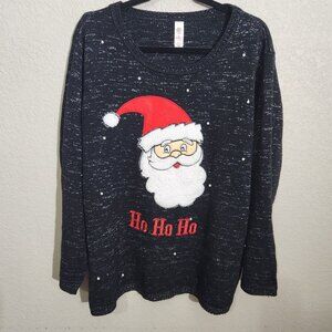Christmas Santa Sweater 3X With Ho Ho Ho Text & Sparkle Detail